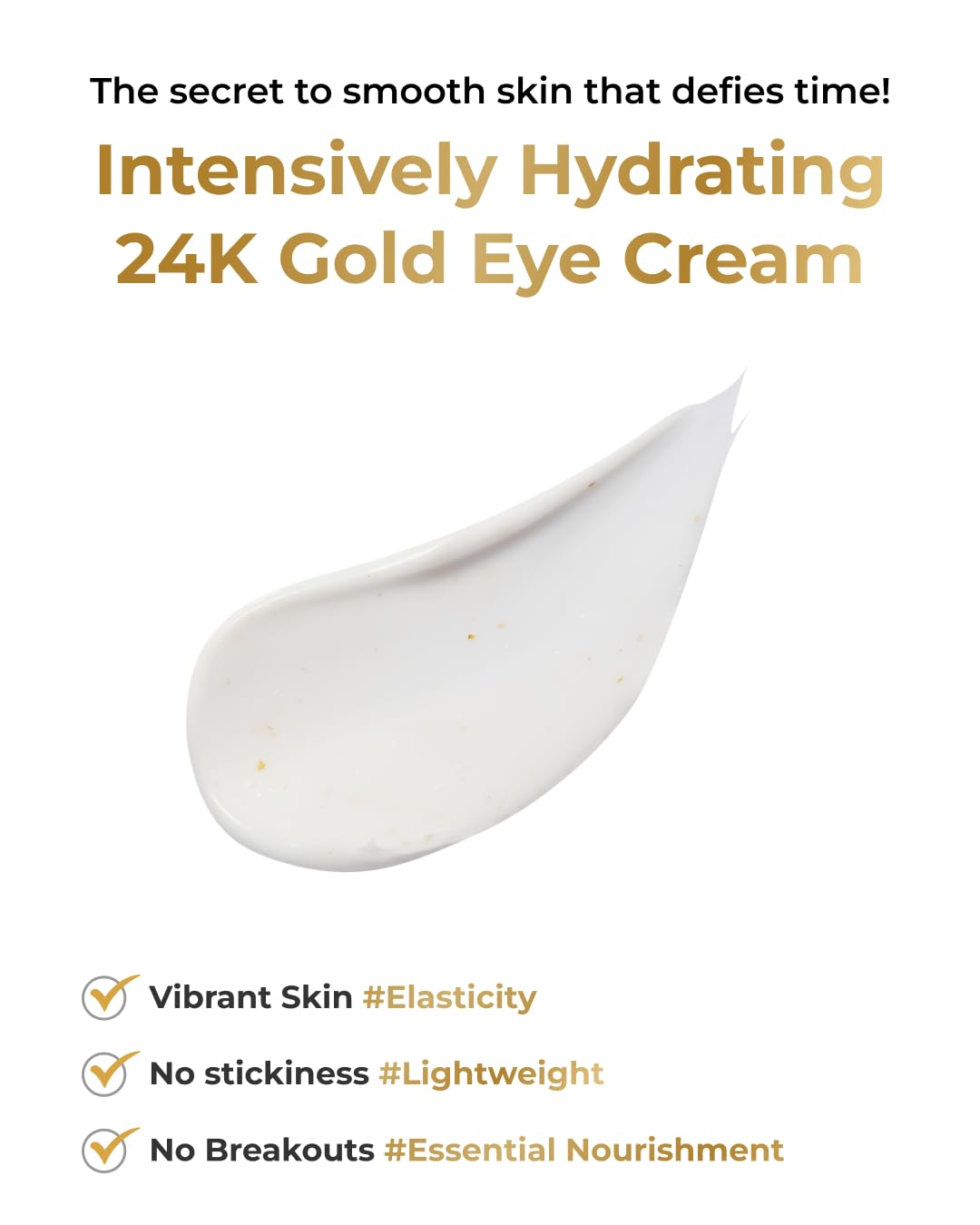 bom COSMETICS Peptide Power Eye Cream 1.05 Fl Oz, Penta-Peptide and 99% Pure Gold Lightweight Eye Cream for Skin Collagen Boost to Reduces Fine Lines, Wrinkles, Enhances Elasticity, Korean Skin Care