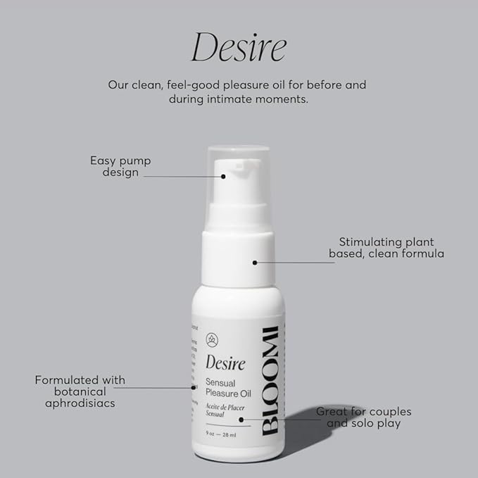 Bloomi Desire Body Oil, 0.9oz – Lightweight Fragrance-Free Massage Oil for Relaxation, Soothing Skincare, and Moisturizing Therapy – Vegan Formula with Natural Ingredients (1)