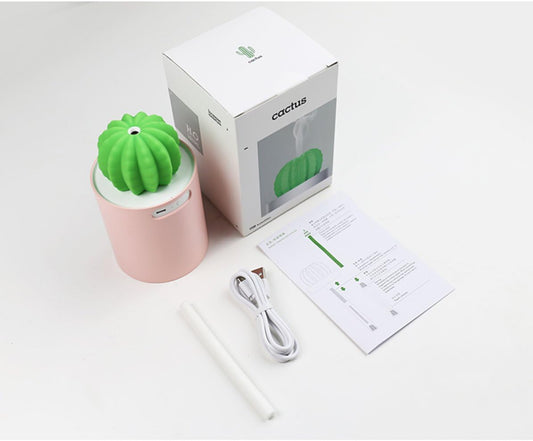 UODBUYO Mini Humidifier, 280ml USB Cool Mist Portable Cactus Air humidifier, Ultra-Quiet Operation for Bedroom Home Office Yoga Car Travel(Pink)