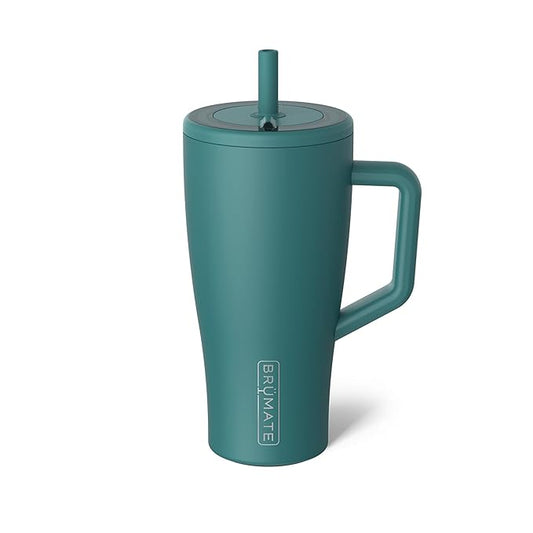 BrüMate Era 30 oz Tumbler with Handle and Straw | 100% Leakproof Insulated Tumbler with Lid and Flexible SoftSip Straw | Made of Stainless Steel | Cup Holder Friendly Base | 30oz (Juniper)