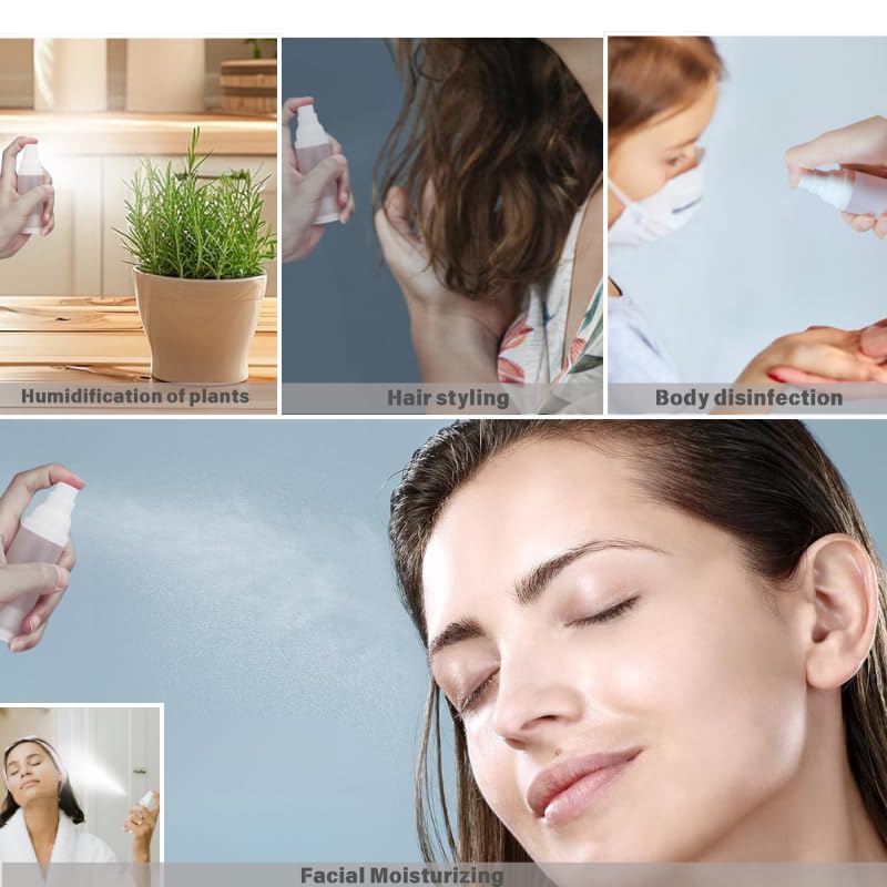 FaceBucks 1oz/30ml-Small Spray Bottle 360° Angle Work, Portable Refillable Leak Proof Travel Mini Spray Bottle.For Perfume Toner Hair spray Facial Moisturizing 【1oz/30ml-(Pack of 2) & Spary Bottle】