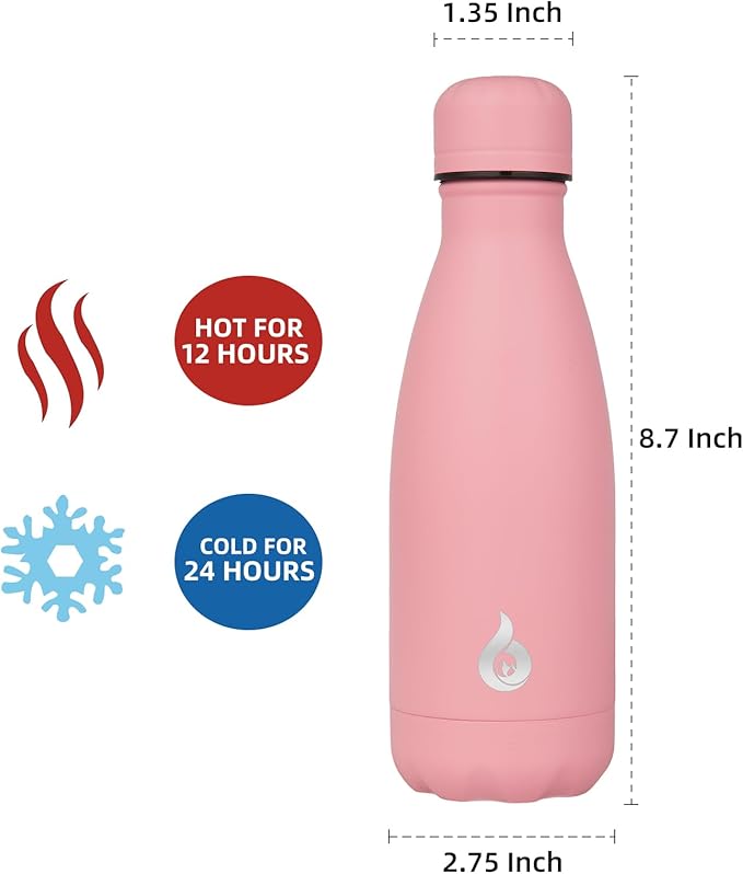 BJPKPK 12oz Insulated Stainless Steel Water Bottles Travel Sports Water Bottles,Light Pink
