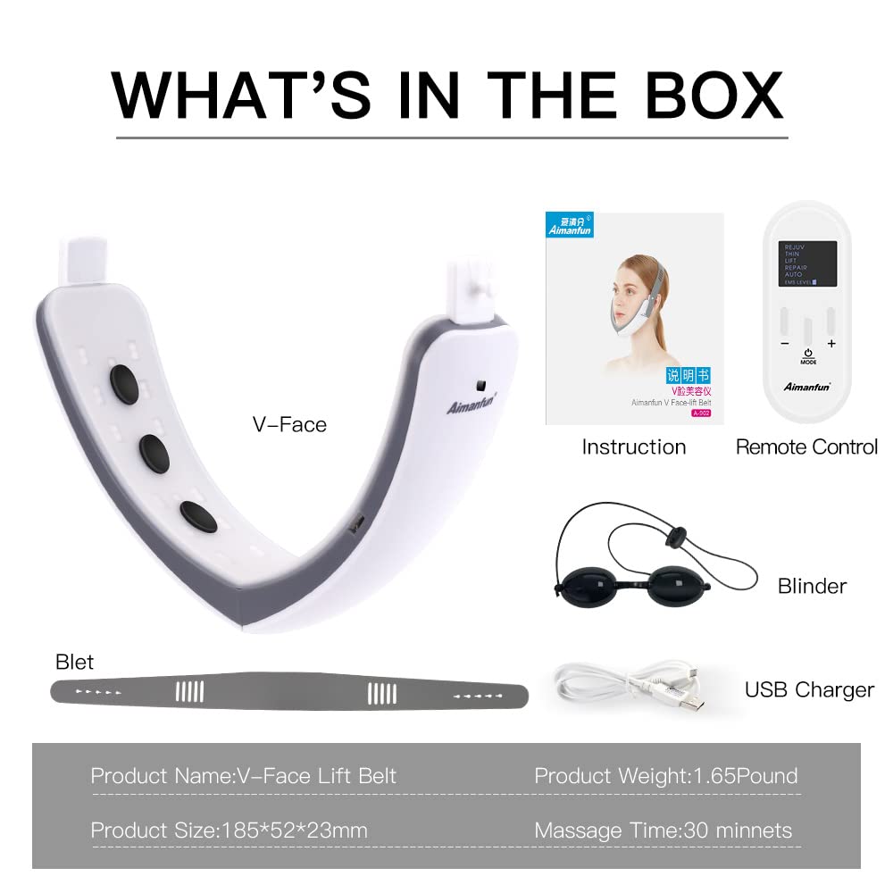 Aimanfun V-Face Electric Double Chin Device，Facial Lifting Machine with Intelligent Remote Control