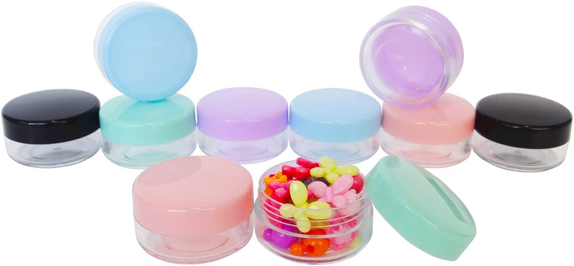 Wopanxye 30pcs 10g Small Plastic Makeup Container with Lid, 10ml Travel Cosmetic Sample Jar for Lip Scrub, Body Butter, Cream, Slime, Lip Balm, Eyeshadow, Paint, Glitter, Wax, Lotion, Mini Storage Pot