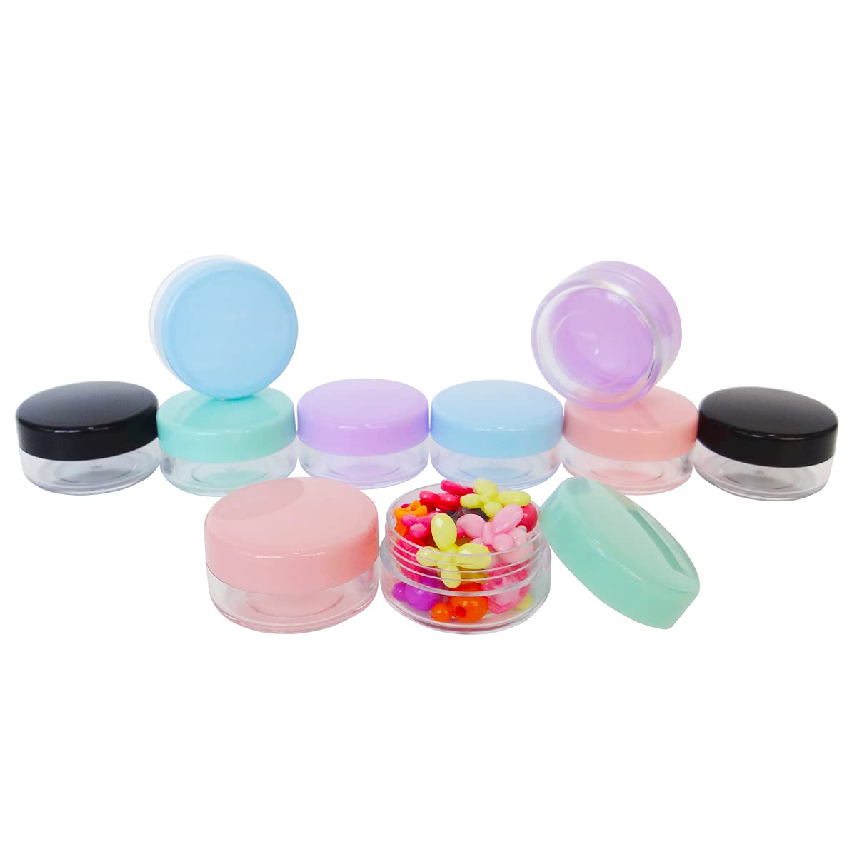 Wopanxye 30pcs 10g Small Plastic Makeup Container with Lid, 10ml Travel Cosmetic Sample Jar for Lip Scrub, Body Butter, Cream, Slime, Lip Balm, Eyeshadow, Paint, Glitter, Wax, Lotion, Mini Storage Pot