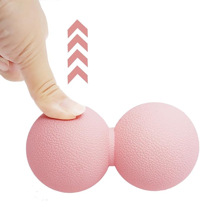 2-Piece Peanut Massage Ball Roller，Double Lacrosse Ball，Acupoint Myofascial Release，Muscle Knot Relaxer Trigger Point for Physical Therapy, Occipital,Back Knot,Psoas Muscle Release Tool (Pink)