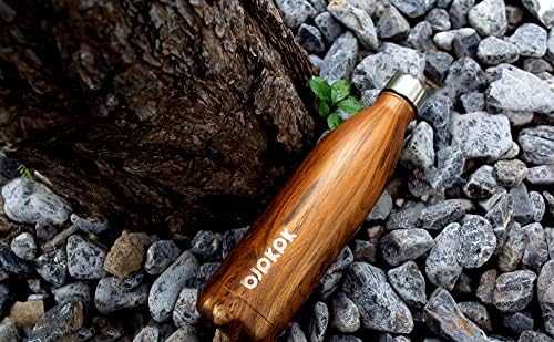 BJPKPK 17 oz Stainless Steel Insulated Water Bottles Reusable Cola Shape Sports Water Bottle for Travel,Wood Cobalt Blue