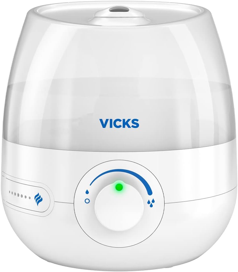 Vicks Mini Filter Free Cool Mist Humidifier, Small Room – Variable Mist Control – Works with Vicks VapoPads
