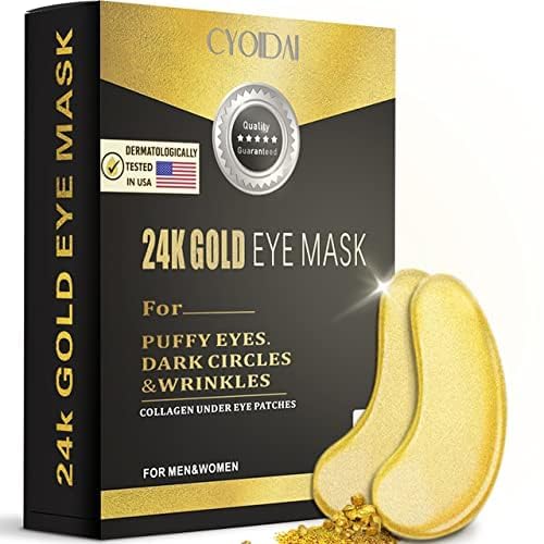 SHUIKU 24K Gold Under Eye Patches for Dark Circles & Puffiness – Korean Masks for Bags & Fine Lines – Hydrating Eyes Bag Treatment for Men & Women – Collagen Eye Mask for Wrinkles & Tired Eyes