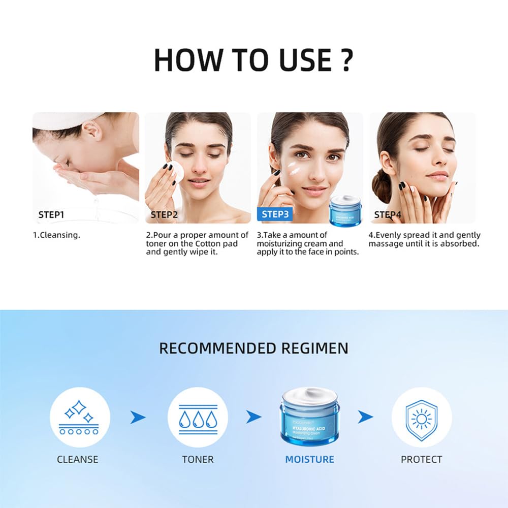 JIMYAUQIN Hyaluronic Acid Face Night Cream & Moisturizer - Deep Hydration for Dry Skin, 1.76 oz (Cream, 1pc)