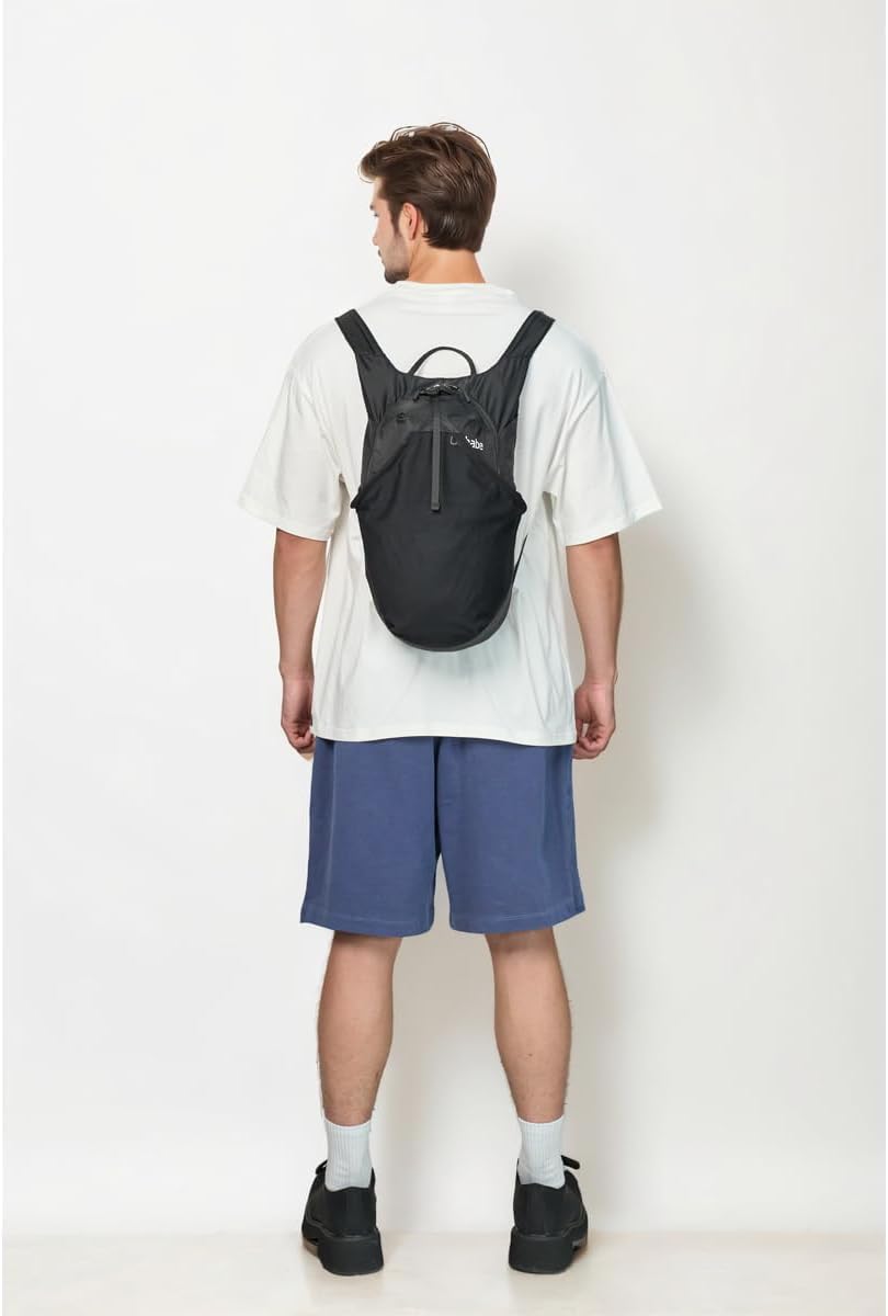 Ocbabe 15L Small Packable Lightweight Backpack Hiking Daypack Water Resistant Foldable Outdoor Camping Travel Bag for Women Men Black