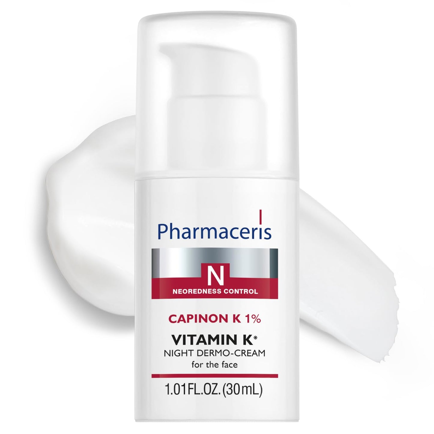Pharmaceris Vitamin K Redness Reducing Night Cream – Redness Calming, Deep Hydration & Skin Recovery, Post-Procedure Aftercare, Moisturizer for Sensitive Skin Prone to Reactivity, CAPINON K 1.01 fl oz