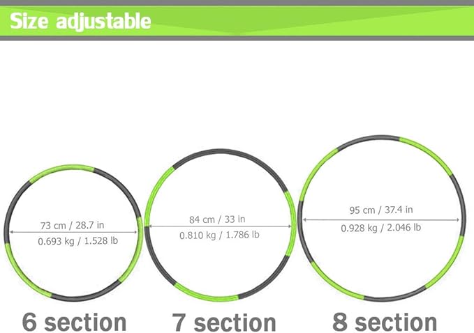 Auoxer Fitness Exercise Weighted Hoops, Lose Weight Fast by Fun Way to Workout, Fat Burning Healthy Model Sports Life, Detachable and Size Adjustable Design