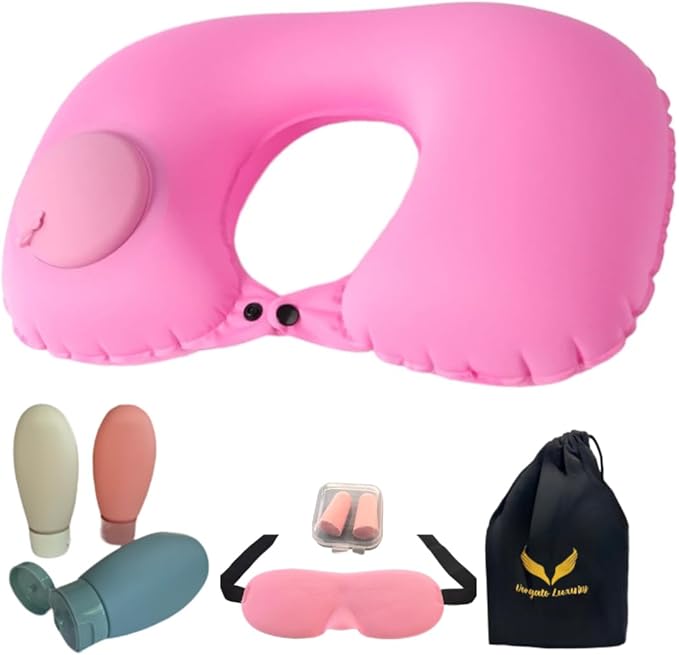 Airplane Pillow - Inflatable Travel Pillow - Airplane Essentials - Travel Neck Pillow - Inflatable Neck Pillow for Traveling - Neck Pillows for Travel - Blow Up Airplane Pillow - Milk Silk TPU