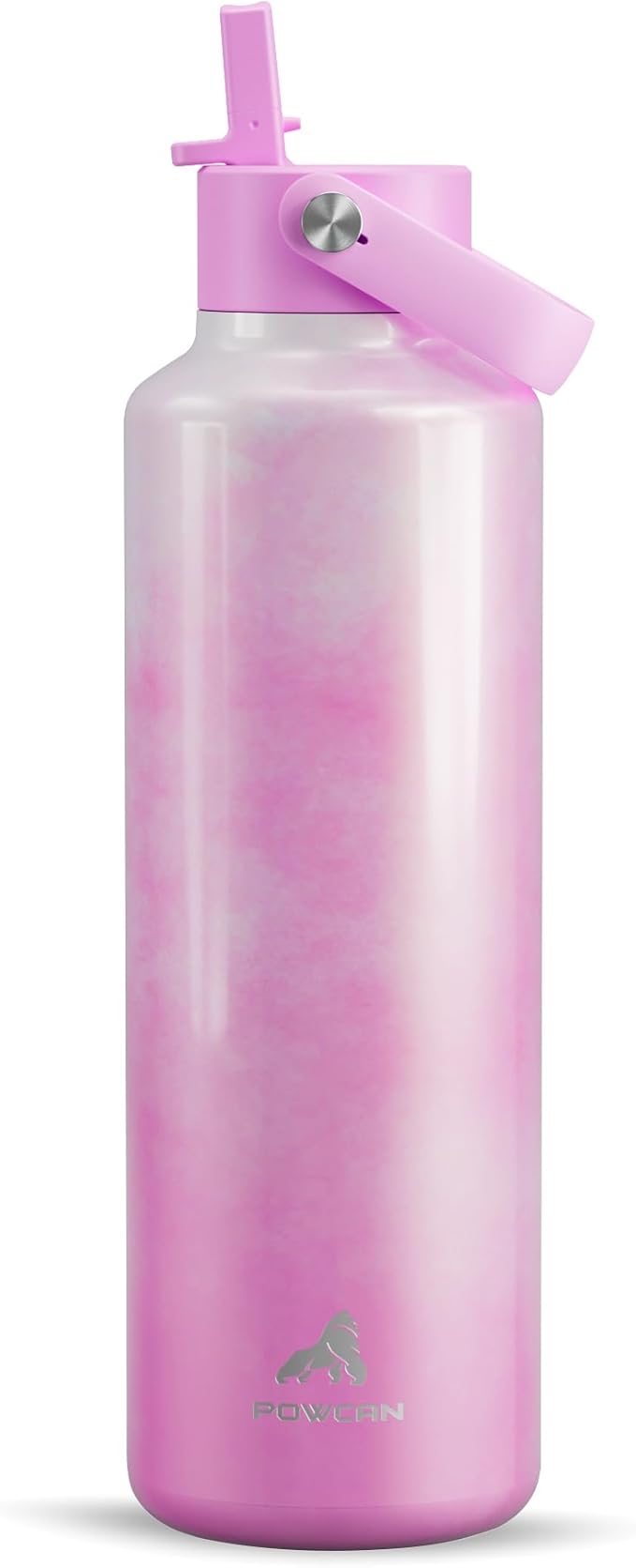 24 oz Double Walled Water Bottle for Women: Leakproof, Cup Holder Friendly, Standard Mouth, Top Handle, Insulated Stainless Steel Flask for Student, Teacher, Nurse, Commuter, Bag, Home (Cloudy Rose)