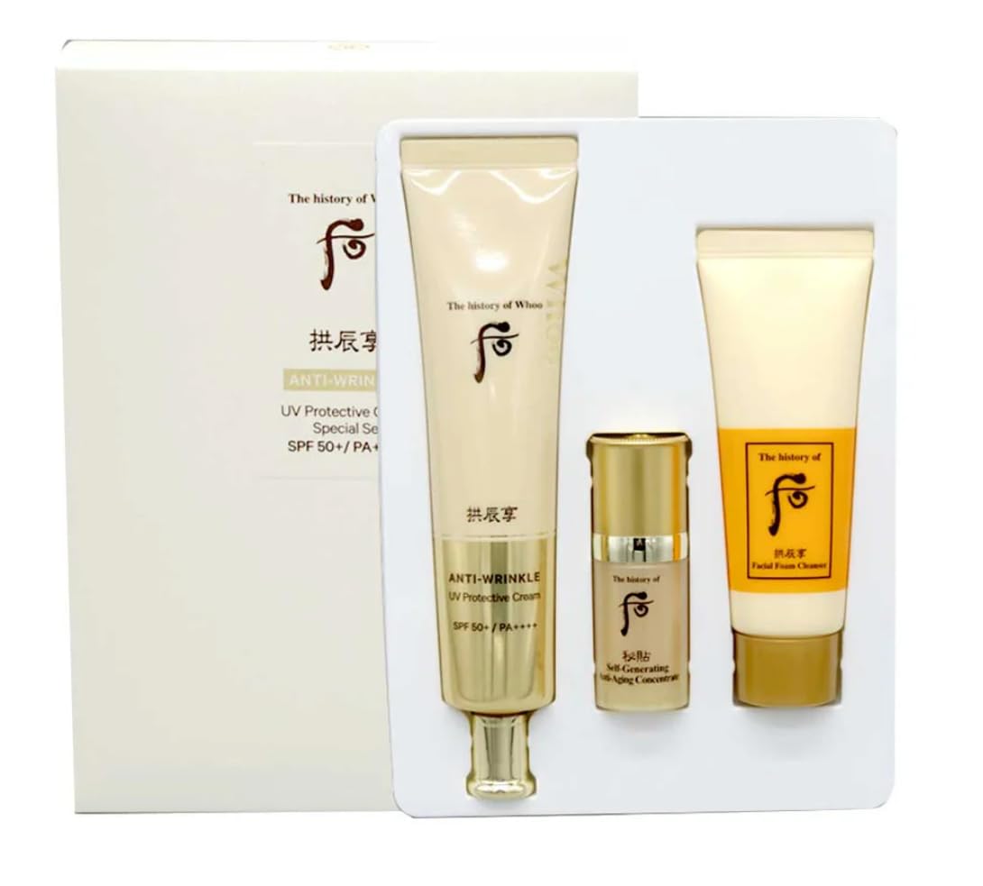 The history of Whoo Gongjinhyang Anti-Wrinkle UV Protective Cream Moisturizer Special 3 Pcs Set