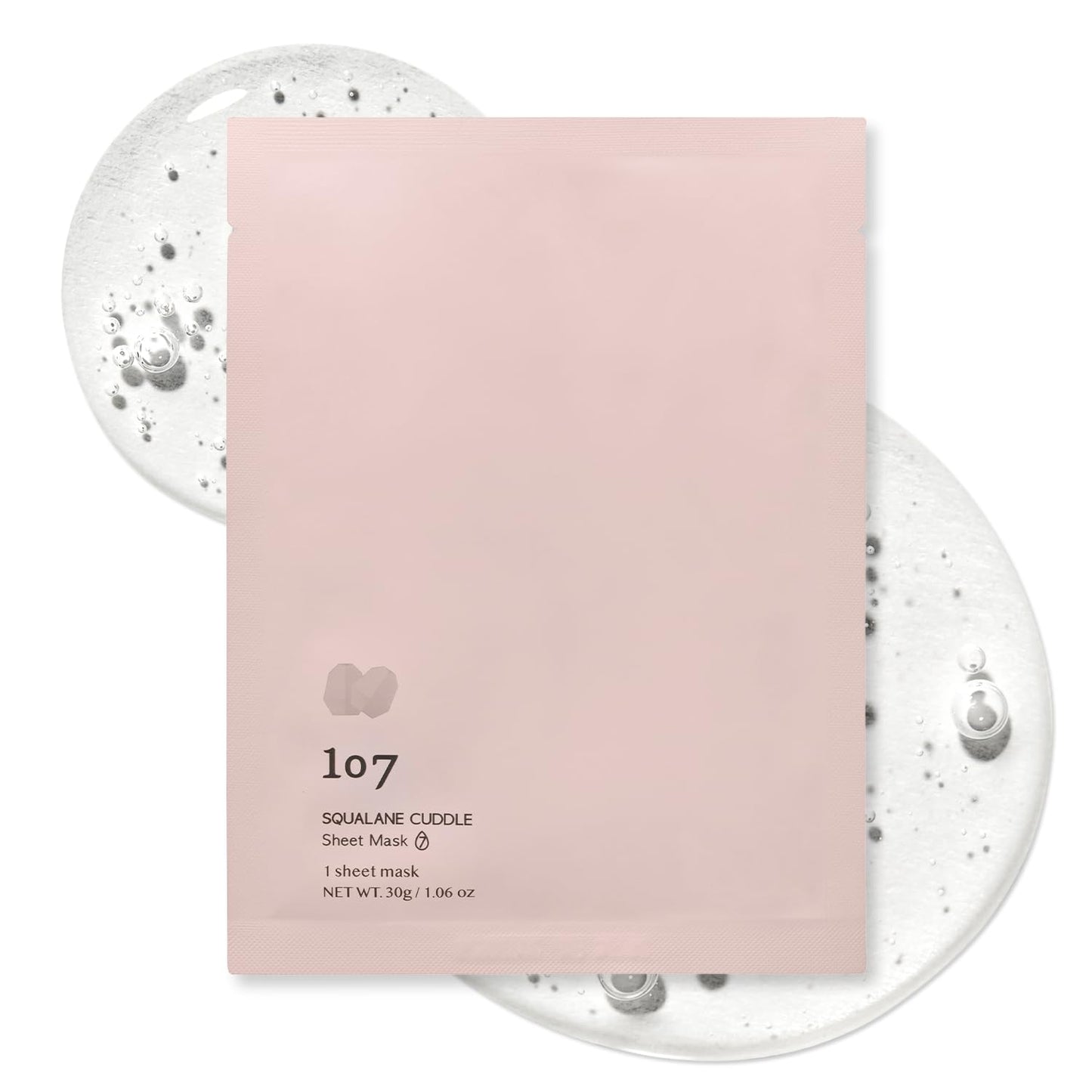 107 SQUALANE CUDDLE Sheet Mask, Pack of 5 Sheets, Squalane & Niacinamide, Hydrating & Rejuvenating Facial Treatment, Korean Skincare, 30g (1.06oz) per Sheet