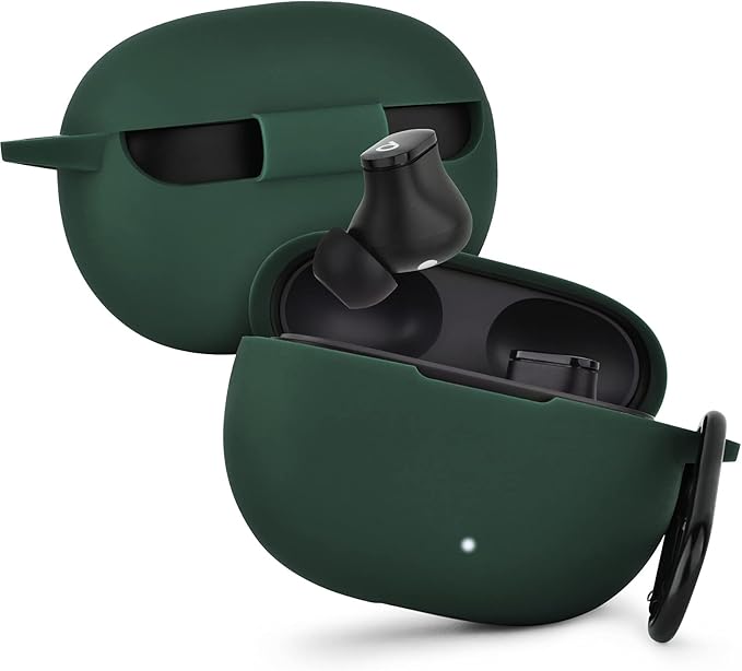 AIRSPO Silicone Case Compatible with Beats Studio Buds Case 2021 Soft Protective Cover for Beats Wireless Earbuds with Keychain (Midnight Green)
