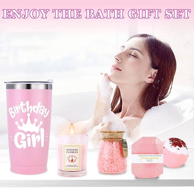 Women Spa Gift Basket Happy Birthday Box Sweet Girlfriend Tween Girl Friend Happy Birthday 15th 16th 18th 19th 21th 20th 15 16 18 19 21 25 30 Year Old Personalized Unique Custom Cute Aesthetic Present