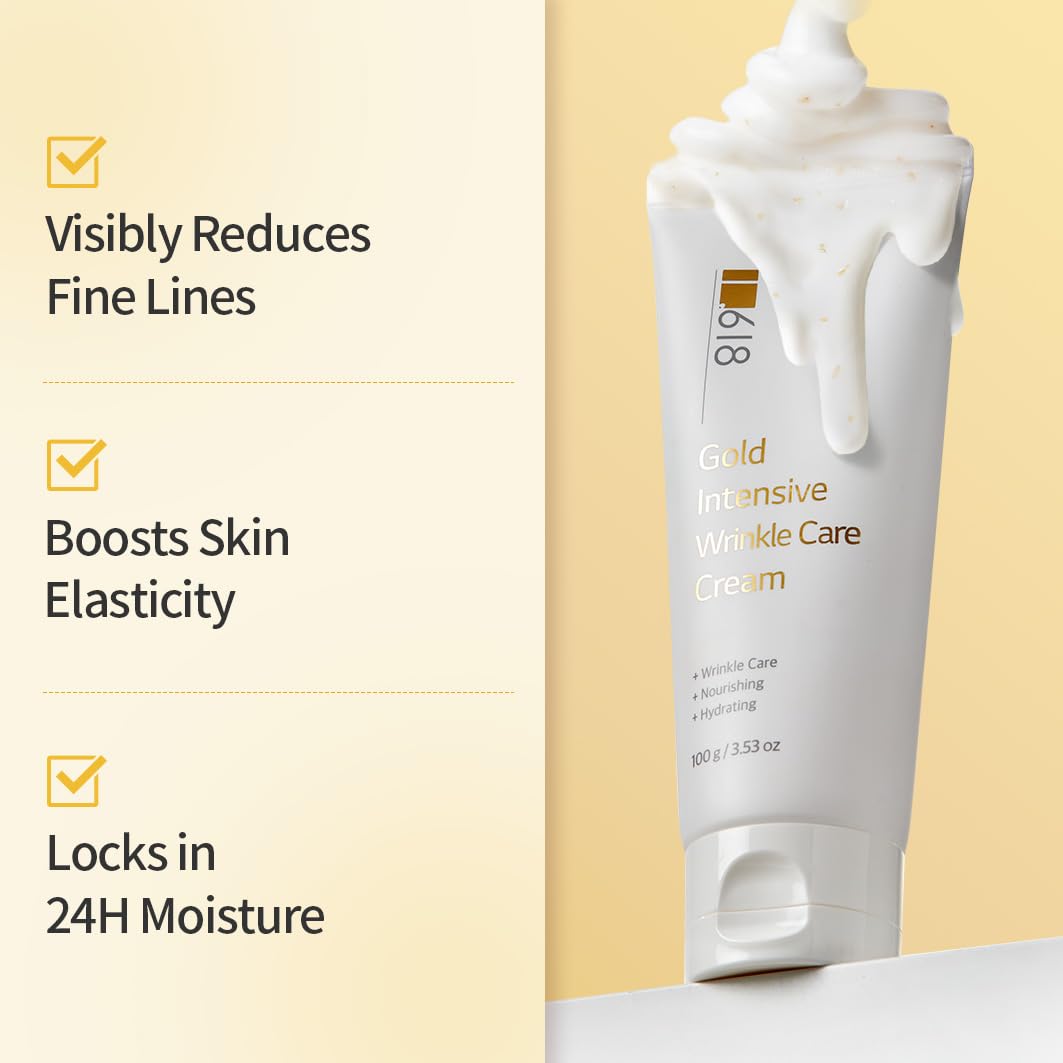 1.618 Intensive Wrinkle Care Cream — Korean Anti-Aging Face Moisturizer with 24K Gold, GABA, 17 Amino Acids & Adenosine | Hydrating & Firming, For Women & Men, 3.52 oz
