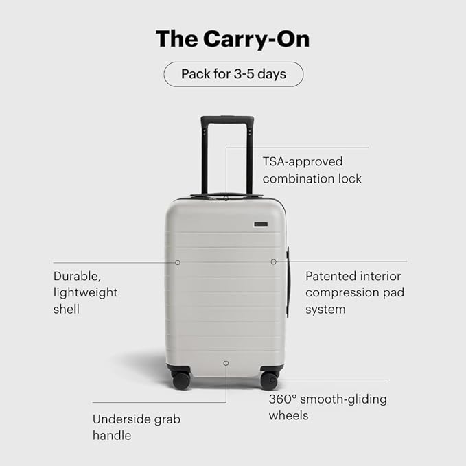 Away Carry-On Luggage, Lightweight Hardside Suitcase with Spinner Wheels, 22 Inch Airline Approved, TSA Lock, Cloud Gray
