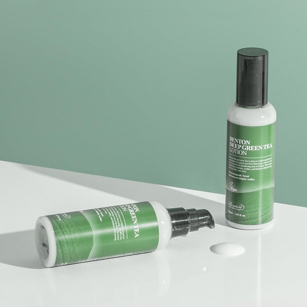 BENTON Deep Green Tea Face Moisturizer 4.05 fl.oz | Hydrating Korean Green Tea Face Lotion | Soothing & Refreshing Moisturizer for Acne Prone Skin