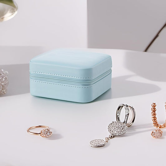 Vlando Small Travel Jewelry Box Organizer Display Case for Girls Women Gift Rings Earrings Necklaces Storage, Blue