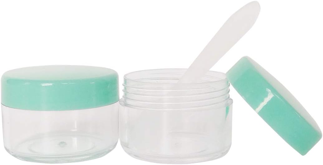 Wopanxye 12pack 15 Gram Small Clear Cosmetic Sample 15ml Empty Containers for Make-up Gifts, Eye-Shadow, Nails, Powder, Gels, Beads, Jewelry, Sunscreens Cream, Mini 15g Pot Jars with Green Cap Lids