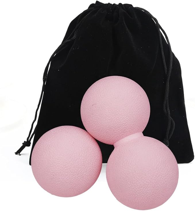 2-Piece Peanut Massage Ball Roller，Double Lacrosse Ball，Acupoint Myofascial Release，Muscle Knot Relaxer Trigger Point for Physical Therapy, Occipital,Back Knot,Psoas Muscle Release Tool (Pink)