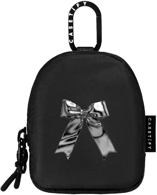 CASETiFY Earbuds Pouch - Metallic Ribbon - Black