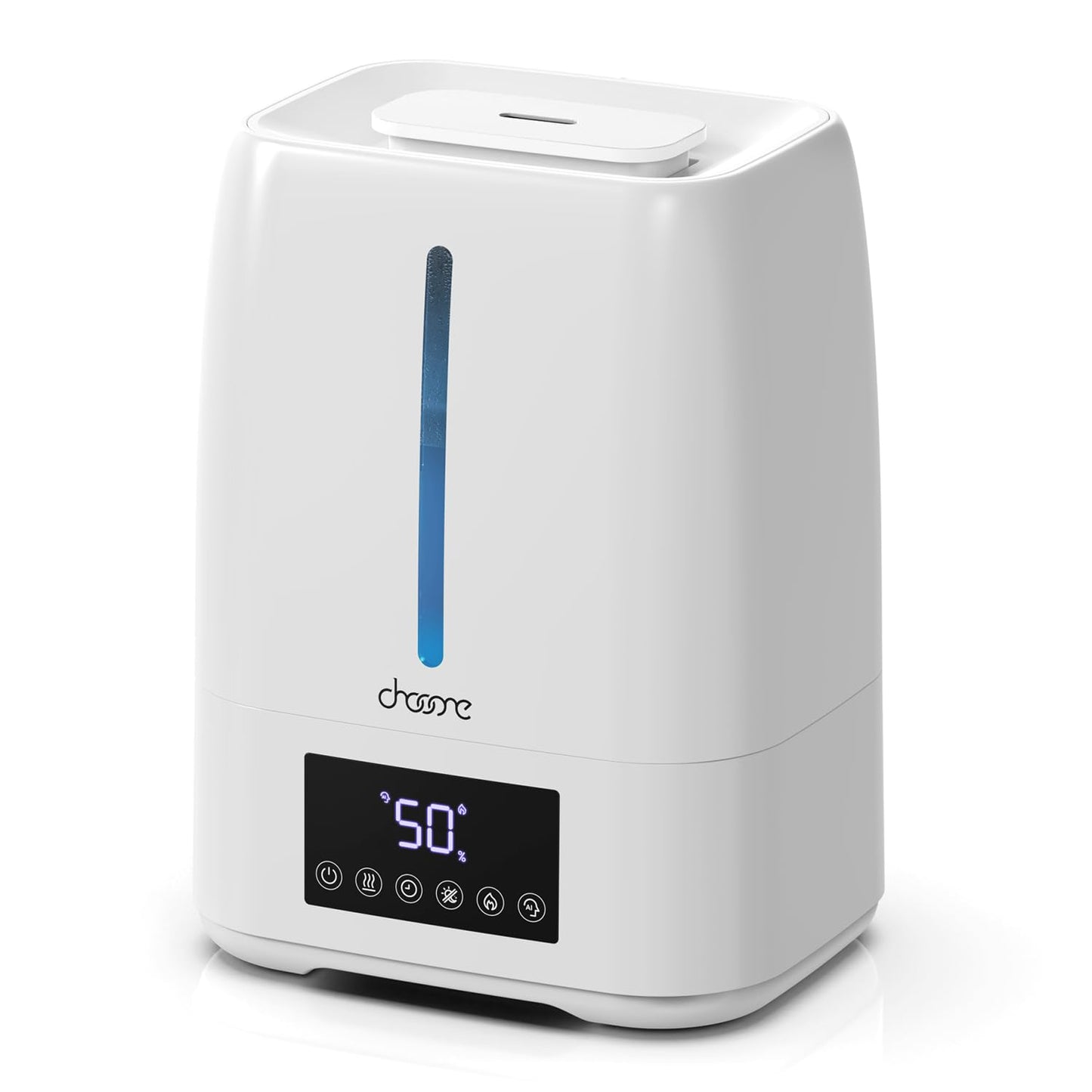 Chooone 6L Top Fill Ultrasonic Humidifier - Cool and Warm Mist for Bedroom, Baby, Large Rooms & Plants, Smart Humidity Control, Aroma Diffuser, Night Light, 12H Timer, Quiet, White