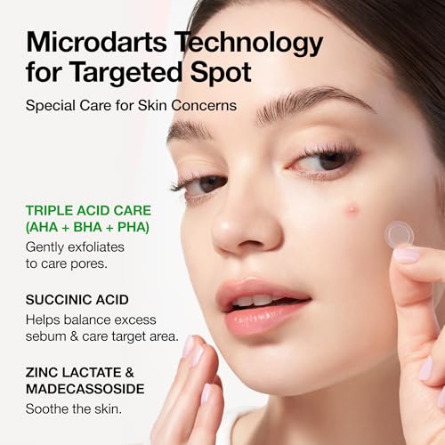 Anua Triple Acid Spot Care Microdart Patch, Deep, Early Stage Spot, 200+ Microdarts with AHA + BHA + PHA, Centella, Hydrocolloid Patch for Overnight, Non-Comedogenic, Korean Skin Care (12ea)