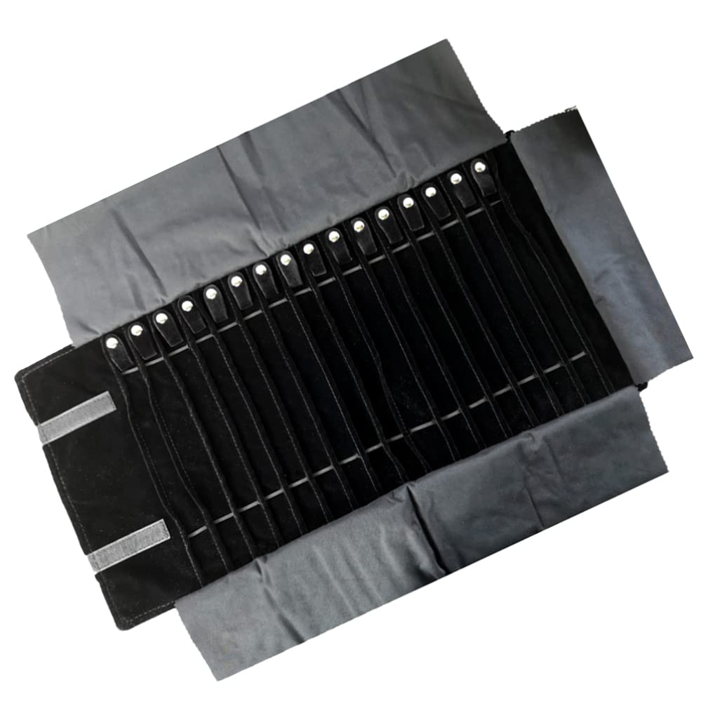 DOITOOL Jewelry Roll Organizer Travel Case: Travel Jewelry Case Roll Bag Organizer for Necklace Earrings Ring Bracelet, Jewelry Organizer, 16 Hook, Black