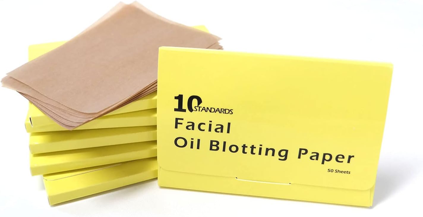 10 STANDARDS Natural Hemp Oil Control Paper, Blotting Paper , Absorbing Sheets for Oily Skin Care (size 3.5In x 2.4In) 50 Sheets x 6 (300 Sheets),Made in Korea, AJ12