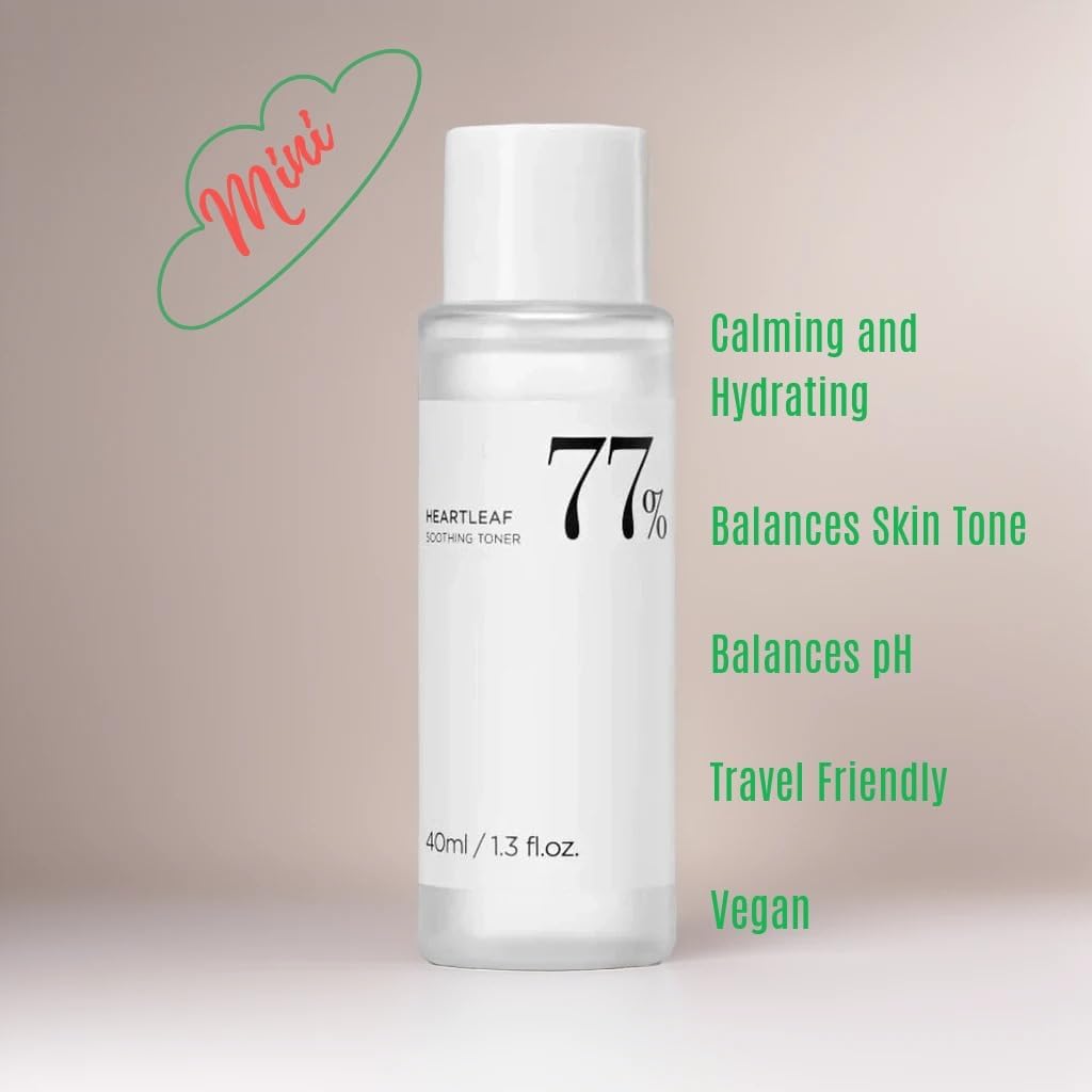 Mini Soothing Toner with 77 Heartleaf, Perfect for Travel Size (1.35 fl oz), Skin Soothing pH 5.5 Trouble Care, Hydrating, Purifying, Vegan, Korean Skincare, 40ml