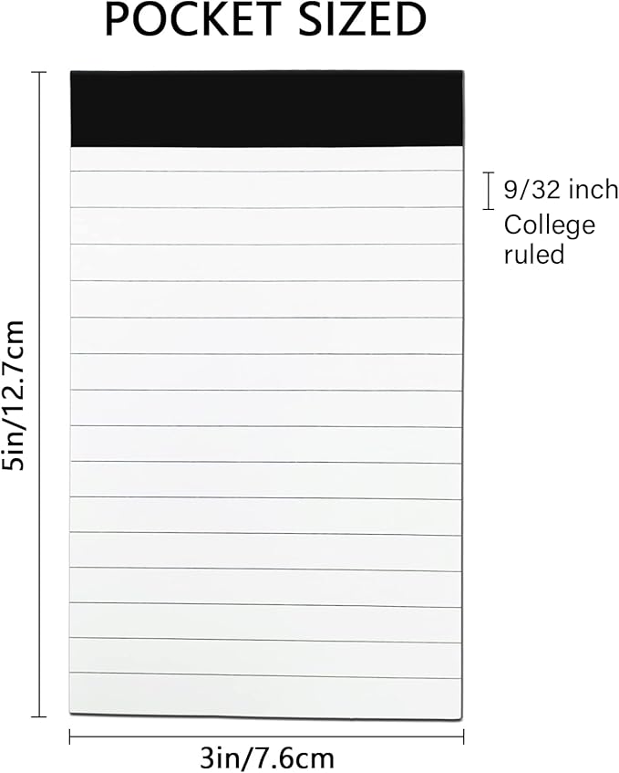 10 Pcs Note Pads Refills 3 x 5 inches Memo Small Notebook Writing Pads with 30 Sheets Each Pad College Ruled Lined Paper NotePads White