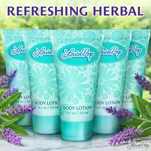 LavaPop - Travel Size Body Lotion - Iris, Violet & Amber, 0.7 fl oz, 100 Pack - Delight Your Guests with Calming & Comforting Lotion - Bulk Hotel Toiletries for Airbnb, Motels & Guest Rooms