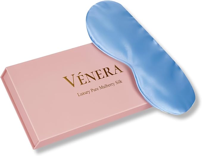 Silk Sleep Mask - 100% Pure 22 Momme Mulberry Silk Eye Sleeping Mask for Women and Men - Blackout Eye Mask for Sleeping (Blue)