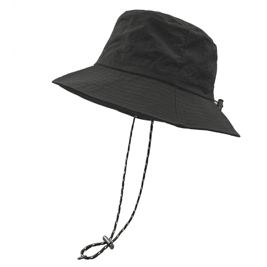 woogwin Waterproof Bucket Rain Hat with Chin Strap Quick Dry Packable Boonie Sun Hat Safari Hat UV Protection(Black)
