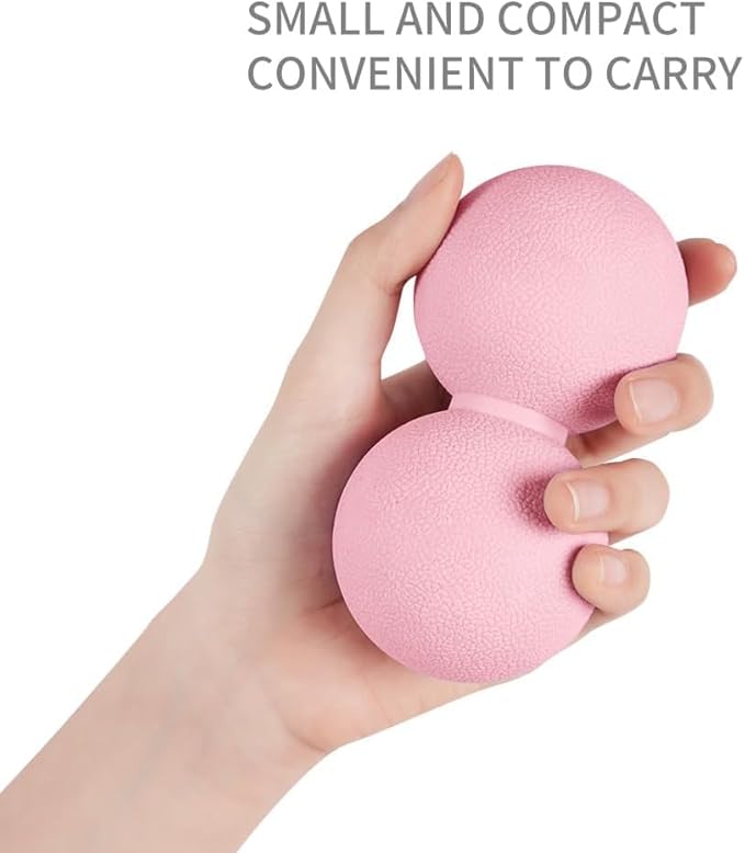 2-Piece Peanut Massage Ball Roller，Double Lacrosse Ball，Acupoint Myofascial Release，Muscle Knot Relaxer Trigger Point for Physical Therapy, Occipital,Back Knot,Psoas Muscle Release Tool (Pink)