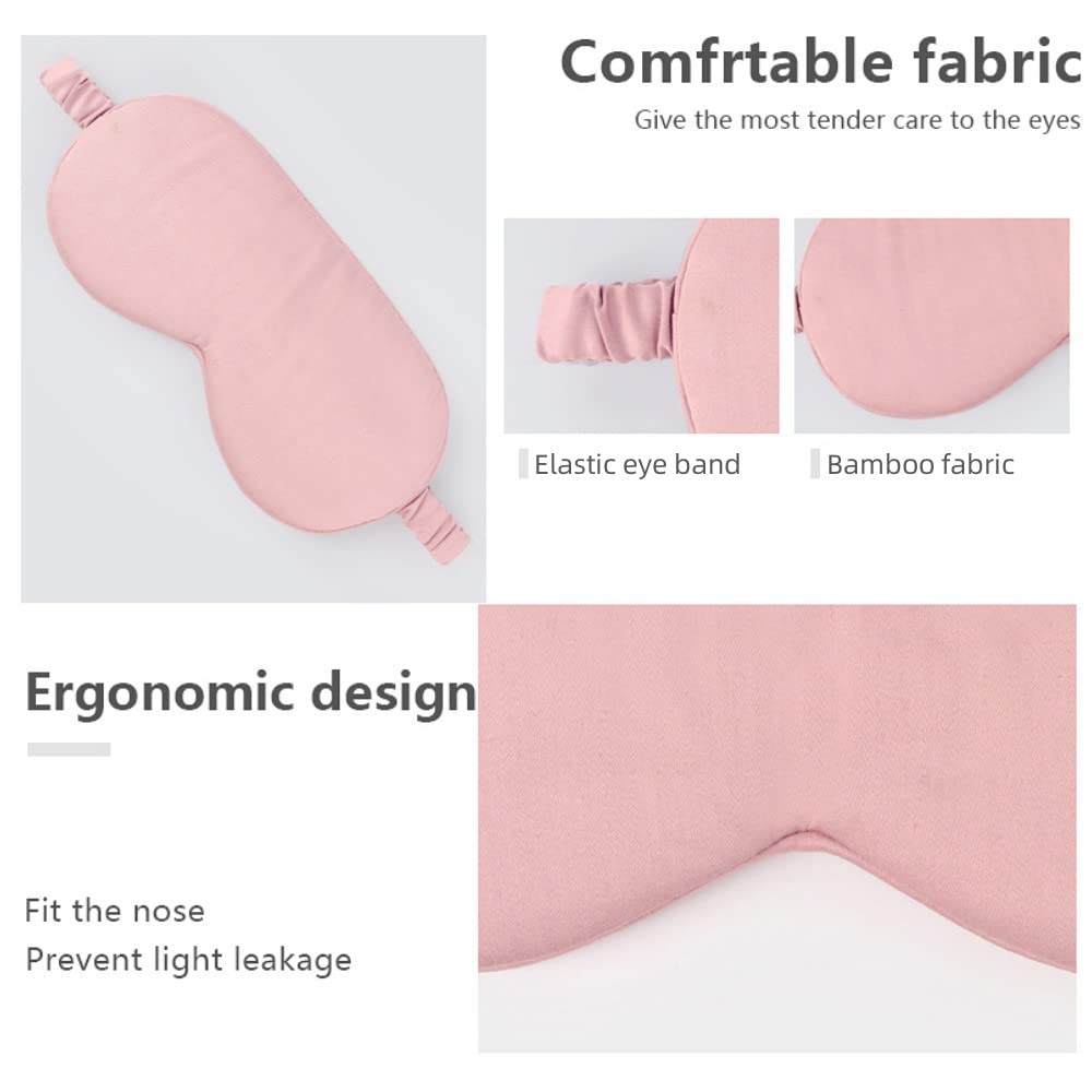 HBHLFZ Sleep Mask 2 Pack - Bamboo Viscose Fiber Sleeping Eye Mask - with Elastic Band/Headband - Comfort Sleeping Shade - for Nighttime Sleeping, Traveling & Napping（Pink）