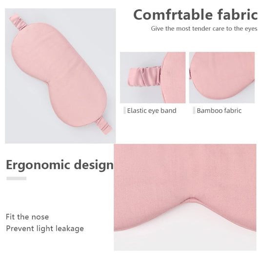 HBHLFZ Sleep Mask 2 Pack - Bamboo Viscose Fiber Sleeping Eye Mask - with Elastic Band/Headband - Comfort Sleeping Shade - for Nighttime Sleeping, Traveling & Napping（Pink）