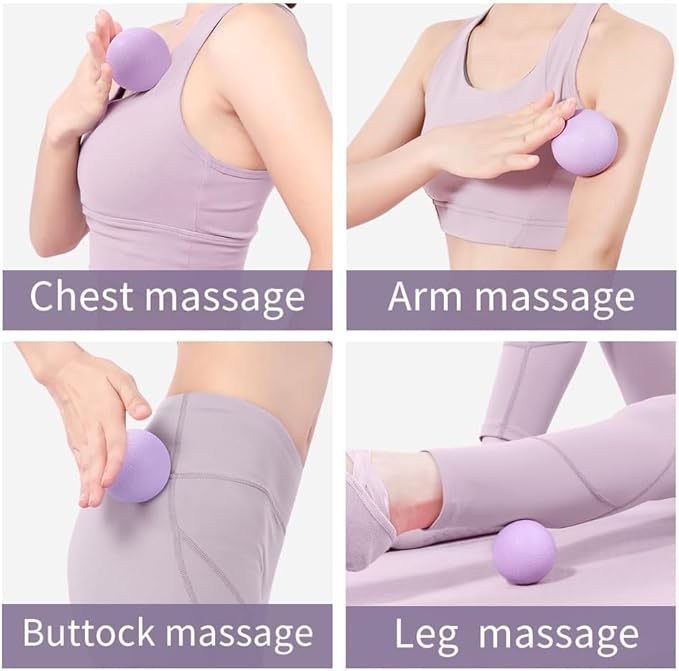 2 PCS Peanut Massage Ball Roller, Double Lacrosse Ball, Acupoint Myofascial Release, Muscle Knot Relaxer Trigger Point for Physical Therapy, Occipital, Back Knot, Psoas Muscle Release Tool (Purple)