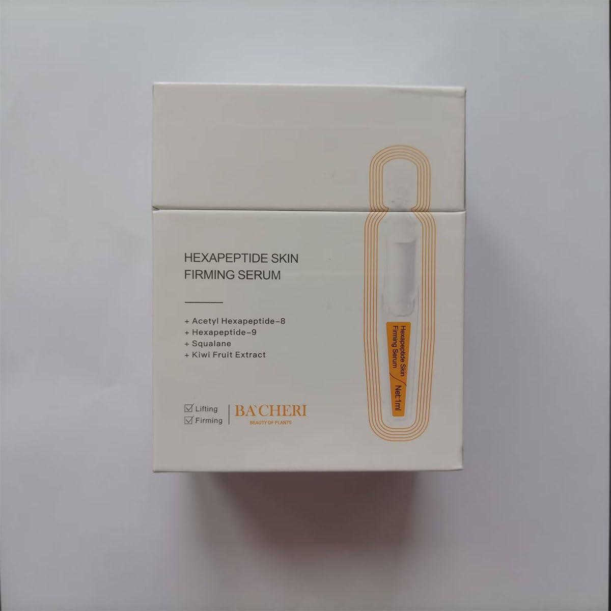 BACHERI Firming Skin Serum with Acetyl Hexapeptide-8, Hexapeptide-9, Carnosine - Moisturizing, Hydrating and Antioxidant for Fine Lines, 15 Pcs/Box Ampoules