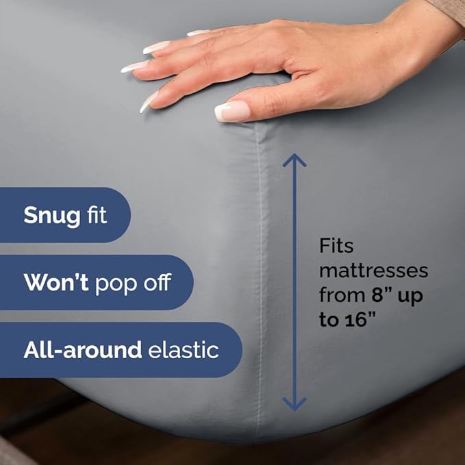 Bulk Case Pack of 16 Sheet Sets - (16) Complete Twin Size Sheet Sets with Deep Pockets - Wholesale Bulk Bedding for Hotels, Spas & Airbnbs - Breathable, Cooling and Wrinkle Free - (Twin, Steel Blue)