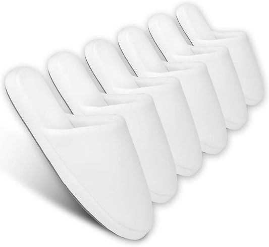 3-Pair Luxury Spa Slippers - Cotton Memory Foam Non-slip Closed Toe Washable Slippers for Hotel,Guest,Travel,Bride,Women and Men