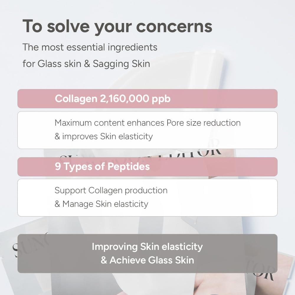 SUNGBOON EDITOR Deep Collagen Overnight mask, Real Collagen 2,160,000ppb&Peptides | Glass Skin, Elasticity for Aged Skin, Face Masks, Hydrating face mask, Real TikTok Viral, Korean Skin Care, 37gx1ea