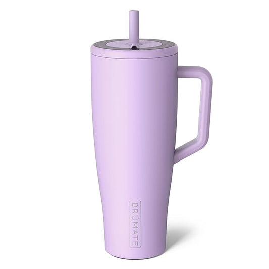BrüMate Era 40 oz Tumbler with Handle and Straw | 100% Leakproof Insulated Tumbler with Lid and Flexible SoftSip Straw | Made of Stainless Steel | Cup Holder Friendly Base | 40oz (Lavender)
