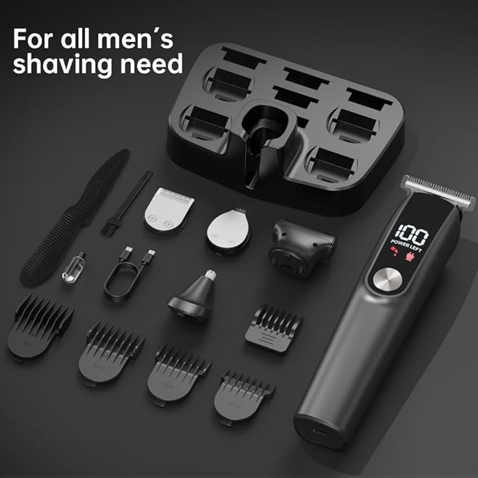 Beard Trimmer for Men, Electric Razor for Nose, Body, Face and Mustache, 5-in-1 Barber Hair Clippers, Cordless Shavers for Men Grooming Kit Ideal Gift