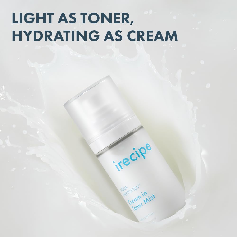 IRECIPE Aqua Phytoplex Cream in Toner Mist Long Lasting Deep Hydration, All-in-One Facial Mist for All Skin Type Unscented Clean Beauty, Vegan, Cruelty Free, Korean Skincare (60ml / 2.02 oz)